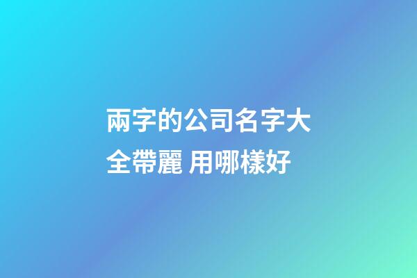 兩字的公司名字大全帶麗 用哪樣好-第1張-公司起名-玄機派